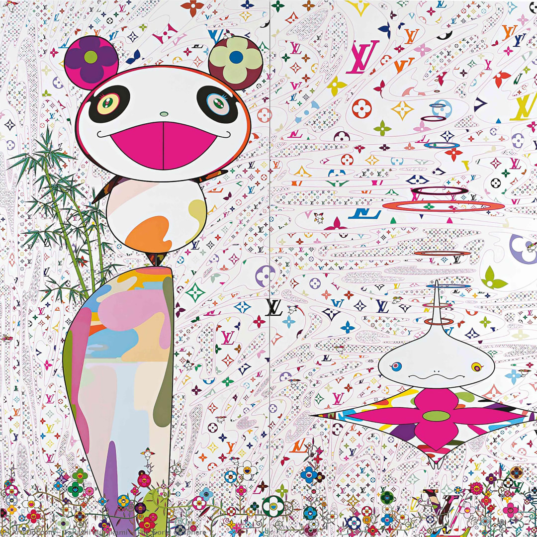 Takashi Murakami Superflat Monogram: Panda & his friends, 2005 Screenprint in colors on wove paper 33.75h x 33.75w in 85.72h x 85.72w cm 43/50 For sale at VFA