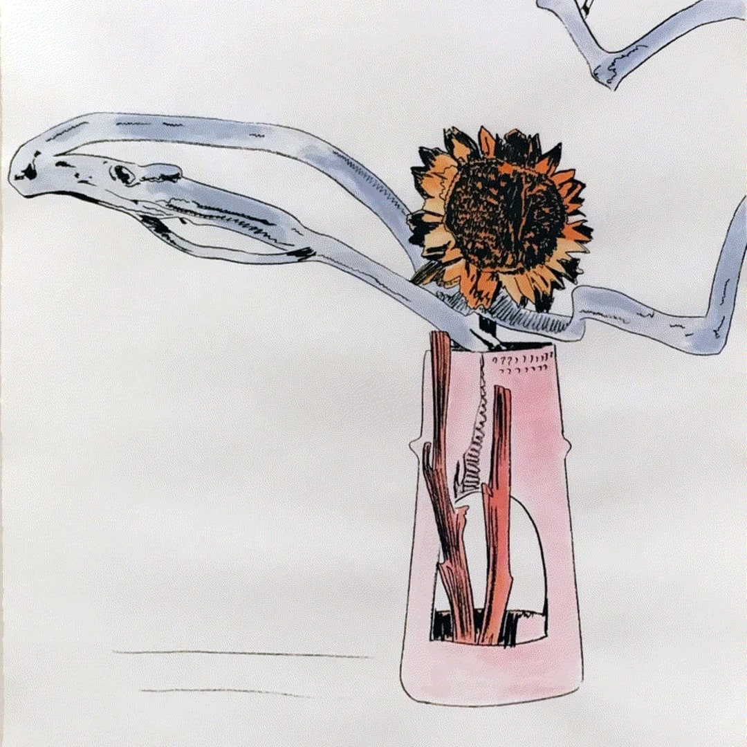 Andy Warhol FLOWERS (HAND COLORED), 1974 hand-colored screenprint 41 x 27 1/2 in. 219/250 Initialed on the front, A.W. Signed and numbered on the verso in pencil, Andy Warhol. Available at VFA