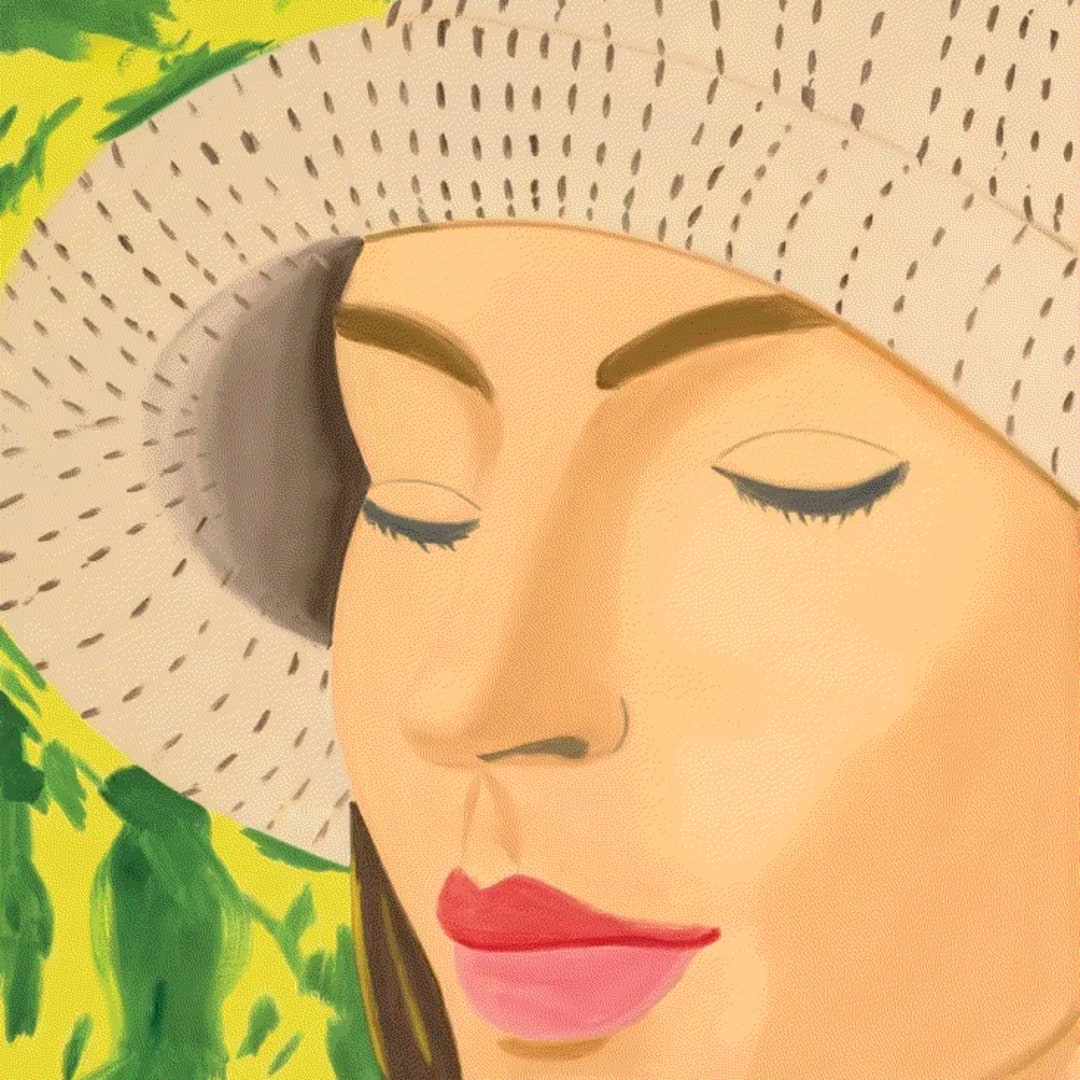 Alex Katz STRAW HAT 3, 2022 Archival pigment ink on Innova Etching Cotton Rag 315 gsm fine art paper 75 1/2 x 42 inches 82/100 Available at VFA