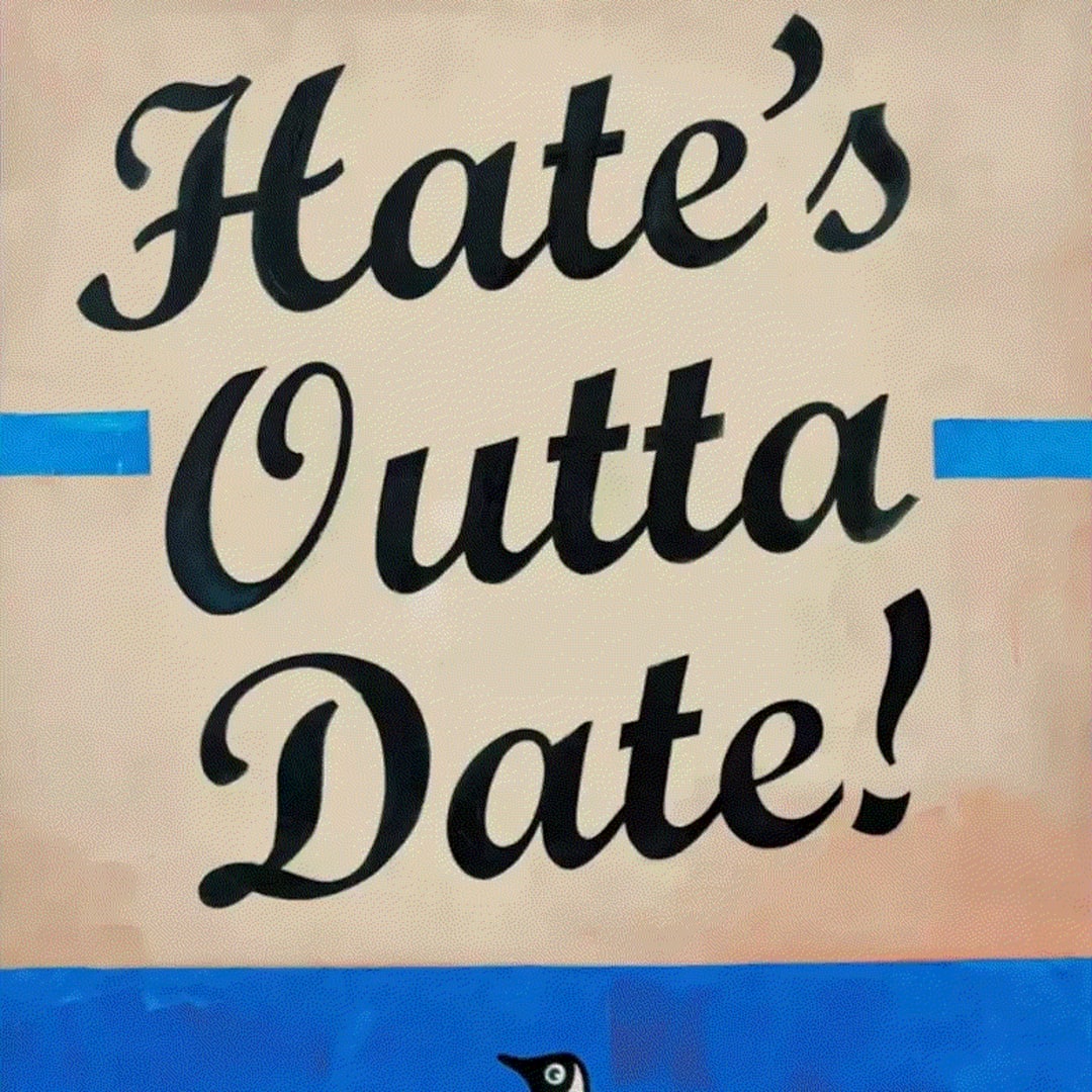 Harland Miller HATE'S OUTTA DATE, 2022 Screenprint 9 3/8 x 27 9/16 in. 57/125 Available at VFA