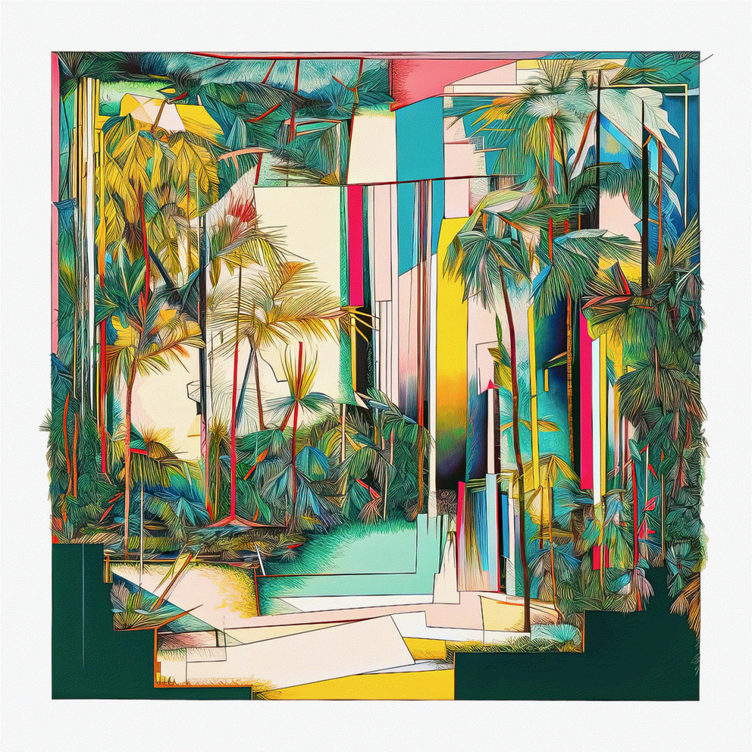 Richard Nadler WELCOME TO MIAMI: A SYMPHONY OF COLORS AND SHAPES, 2023 Archival ink on Hahnemühle German Etching Paper, 310gsm 24 x 24 in 61 x 61 cm Edition of 10 Available at VFA