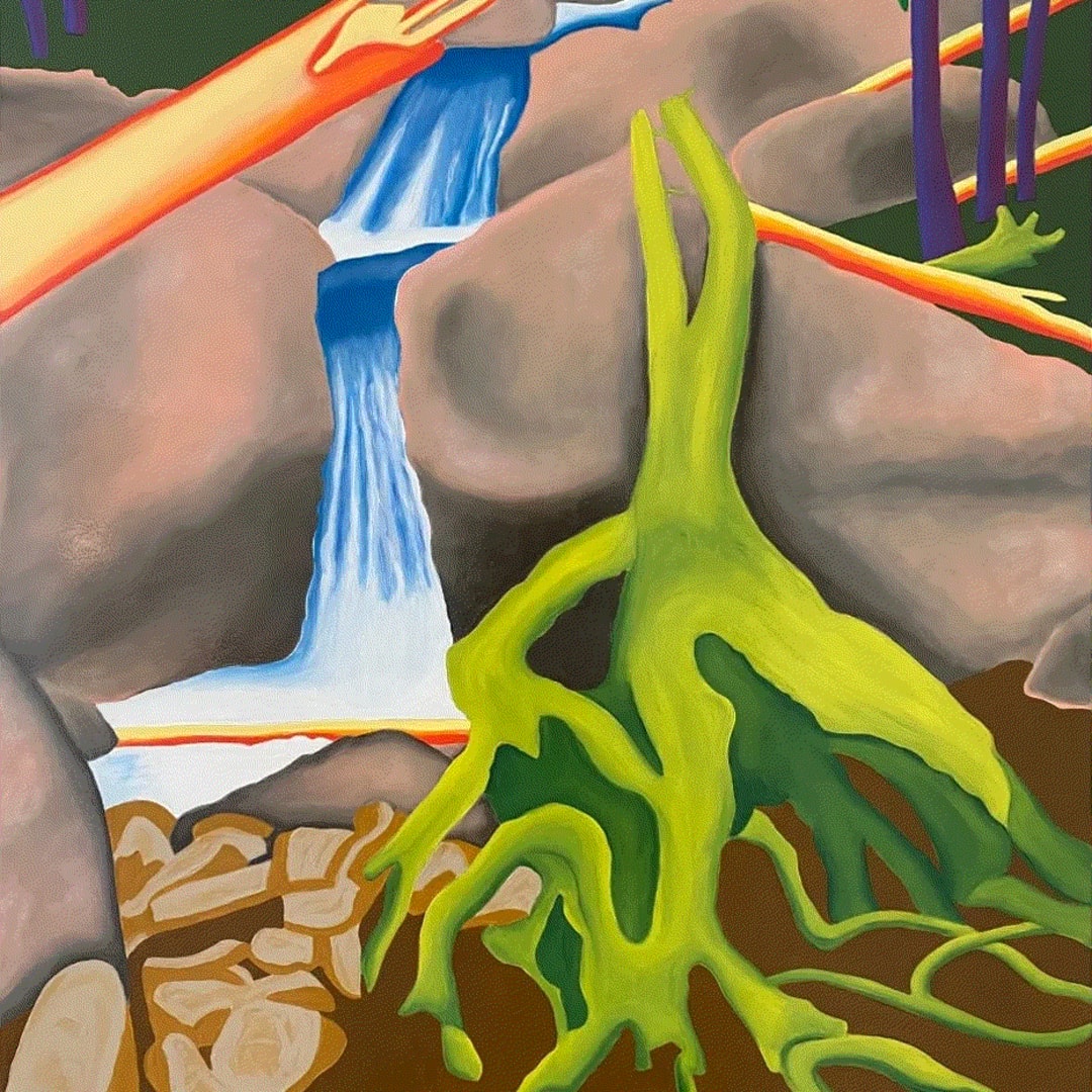 Debbie Carfagno WILLOW BROOK FALLS (GREEN) Oil on Canvas 28 x 22 in Available at VFA