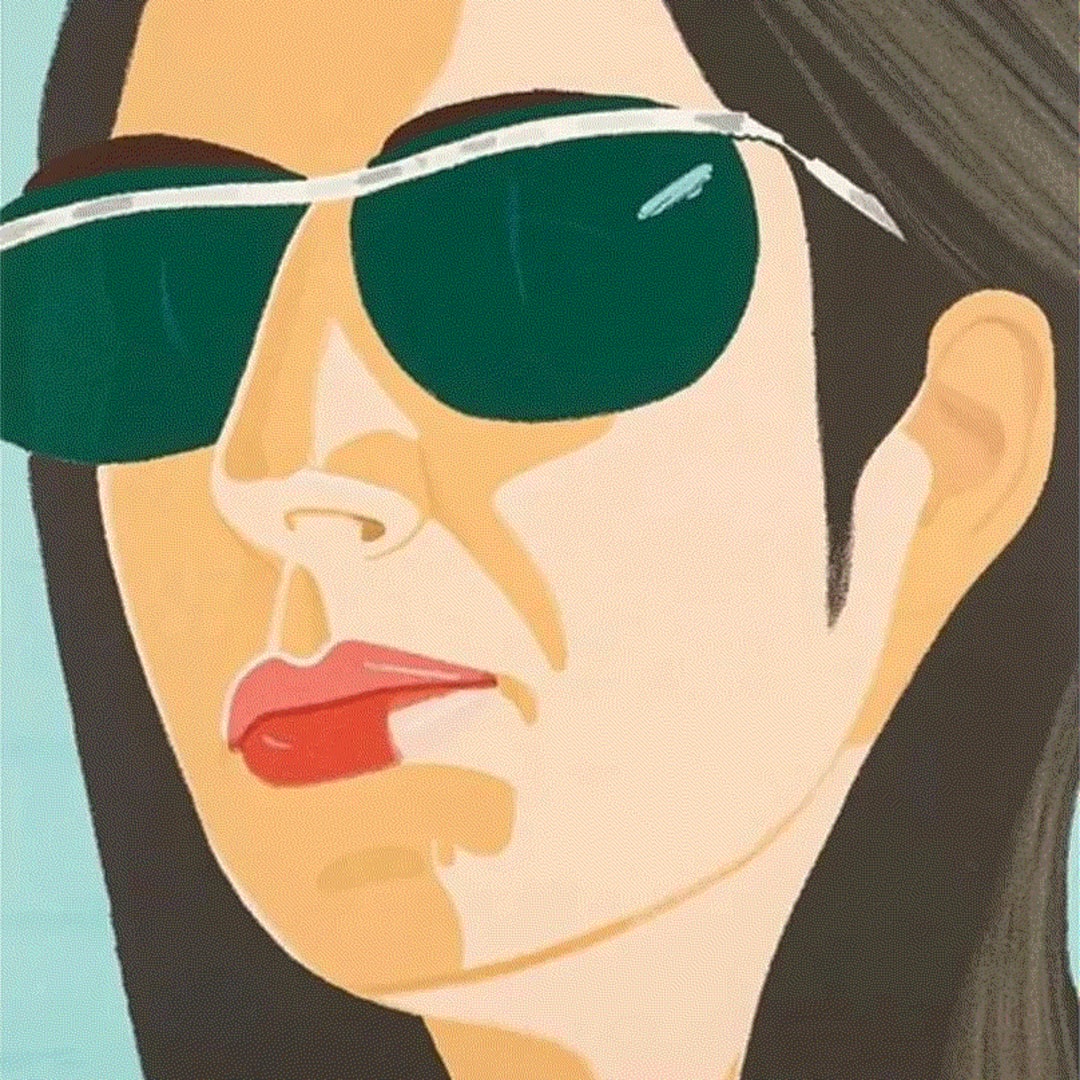 Alex Katz ADA WITH SUNGLASSES, 1990 29-colour silkscreen on Arches Roll Stock 100% Rag paper 36 x 24 1/4 in 91.4 x 61.6 cm Edition of 150 + 30AP Available at VFA