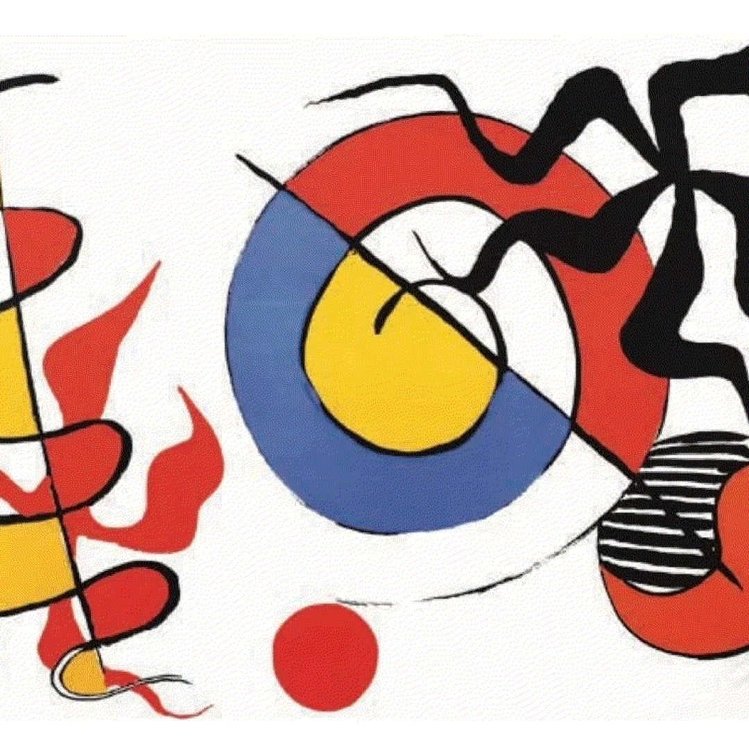 Alexander Calder SPIRALE ET POULPE, 1975 Lithograph in Colors 29 3/8 x 43 1/4 in 74.6 x 109.9 cm HC (Edition of 75) Available at VFA