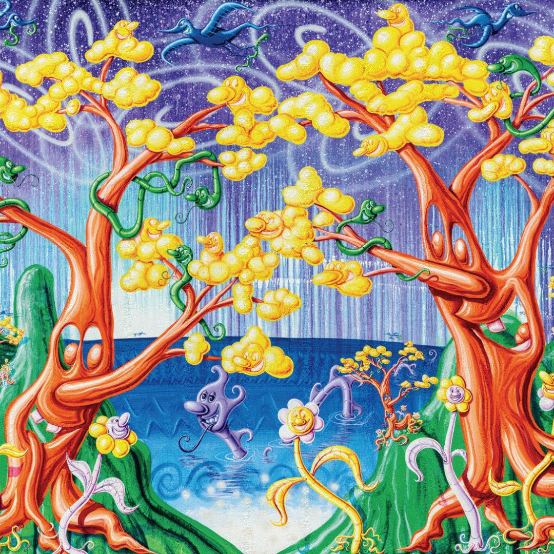 Kenny Scharf PARADIS PERU, 2022 Archival pigment inks with high glass Varnish and diamond dust on Innova Etching 42 x 54 ins 106.68 x 137.16 cm 12/25 Available at VFA