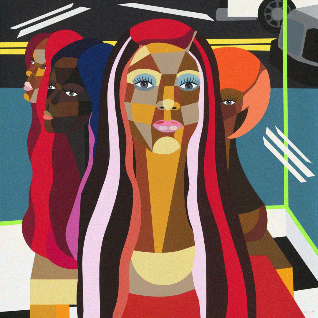 Derrick Adams WHERE MY GIRLS AT?, 2024 Screen print on Lanaquarelle 36 x 36 in 91.4 x 91.4 cm Edition of 40 Available at VFA