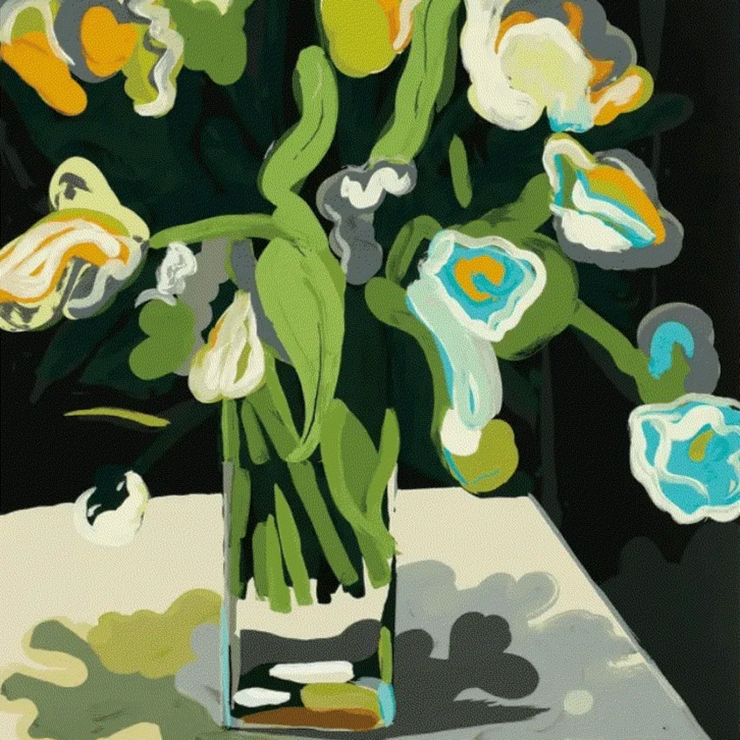 Clare Woods IDLE HANDS, 2020 Screenprint with woodblock on Somerset Satin 410 gsm 37 3/8 x 27 4/8 ins 95 x 70.1 cm Available at VFA