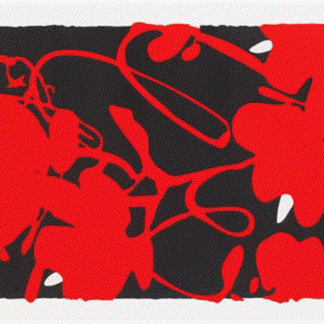 Donald Sultan LANTERN FLOWERS RED, FEB 17, 2013, 2013 Color screenprint with enamel inks and flocking on 4-ply museum board 40 x 76 ins 101.6 x 193.04 cm Available at VFA