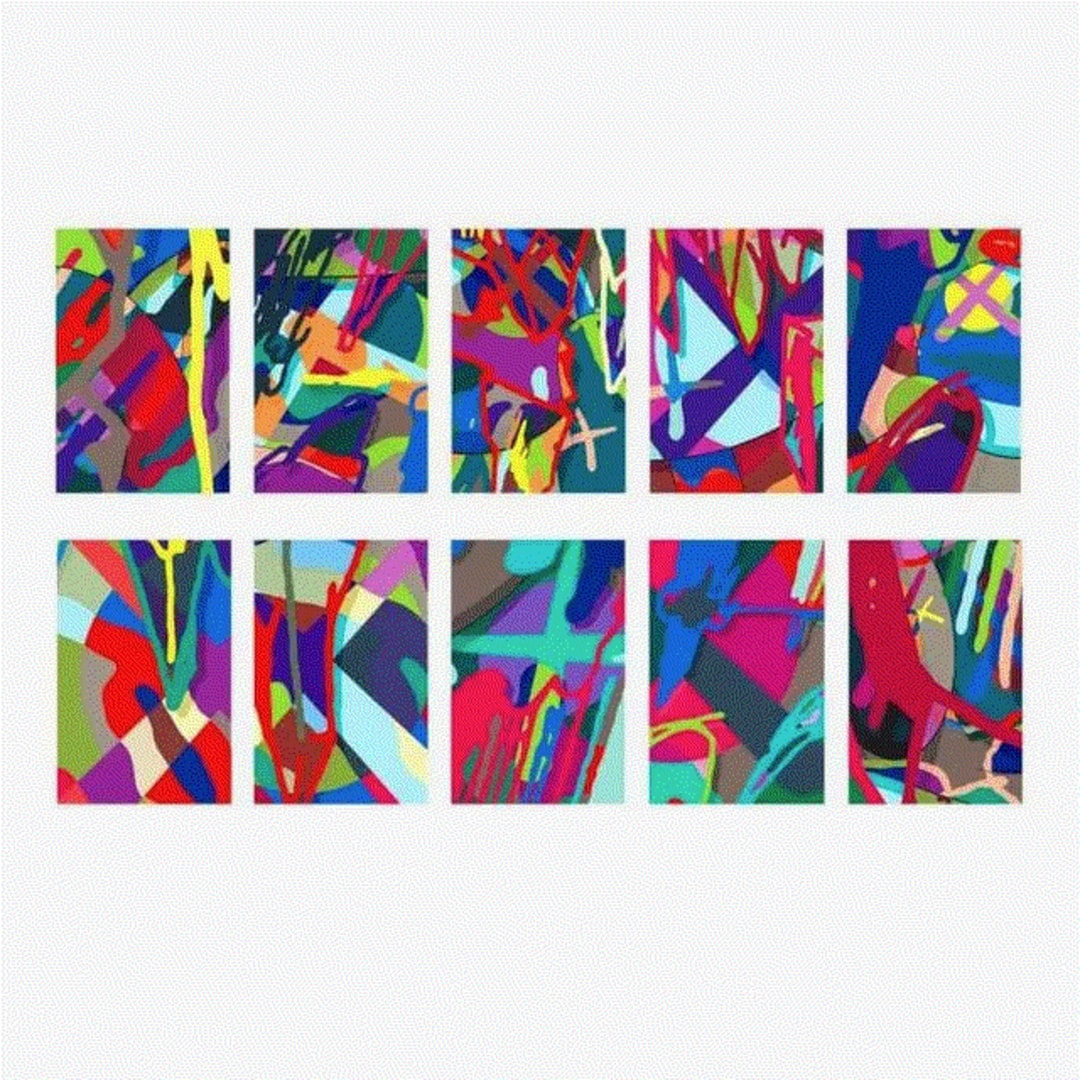 KAWS TENSION (PORTFOLIO OF TEN SCREEN PRINTS), 2019 Screen print on Saunders Waterford 425gm HP hi-white 35 x 23 ins 88.9 x 58.42 cm Available at VFA