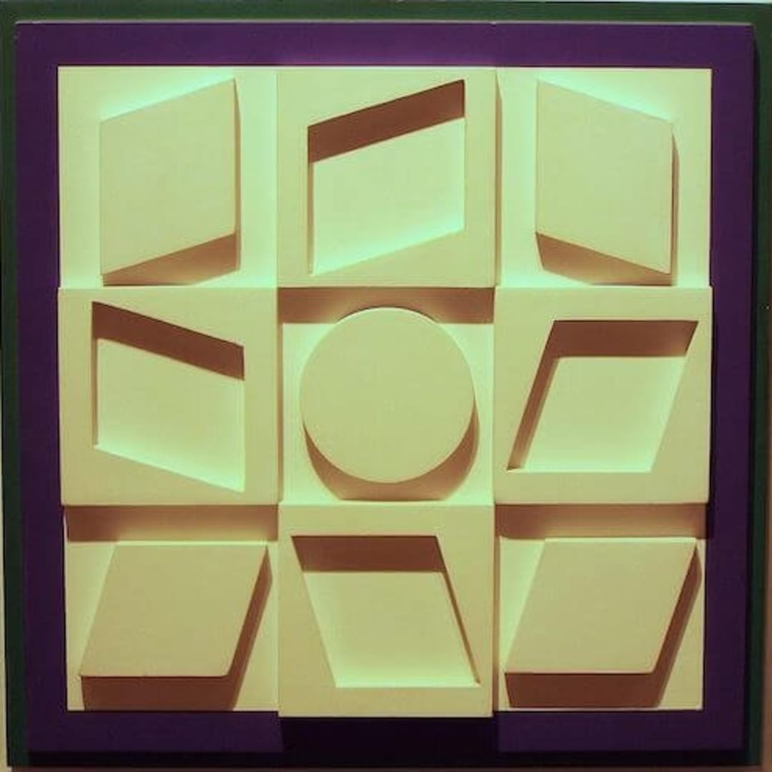 Victor Vasarely Dyok Positif, 1967 Acrylic on wood, relief multiple 14.25 x 14.25 inches Edition of 50 For sale at VFA