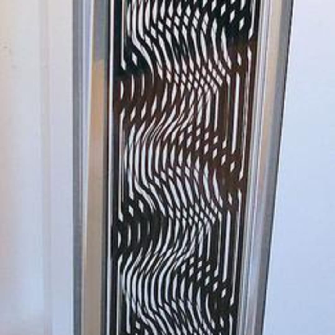 Victor Vasarely Holid, Moire Tower, 1988 Acrylic with three screen printed sides 26.5 x 7 inches Edition 88/200 For sale at VFA