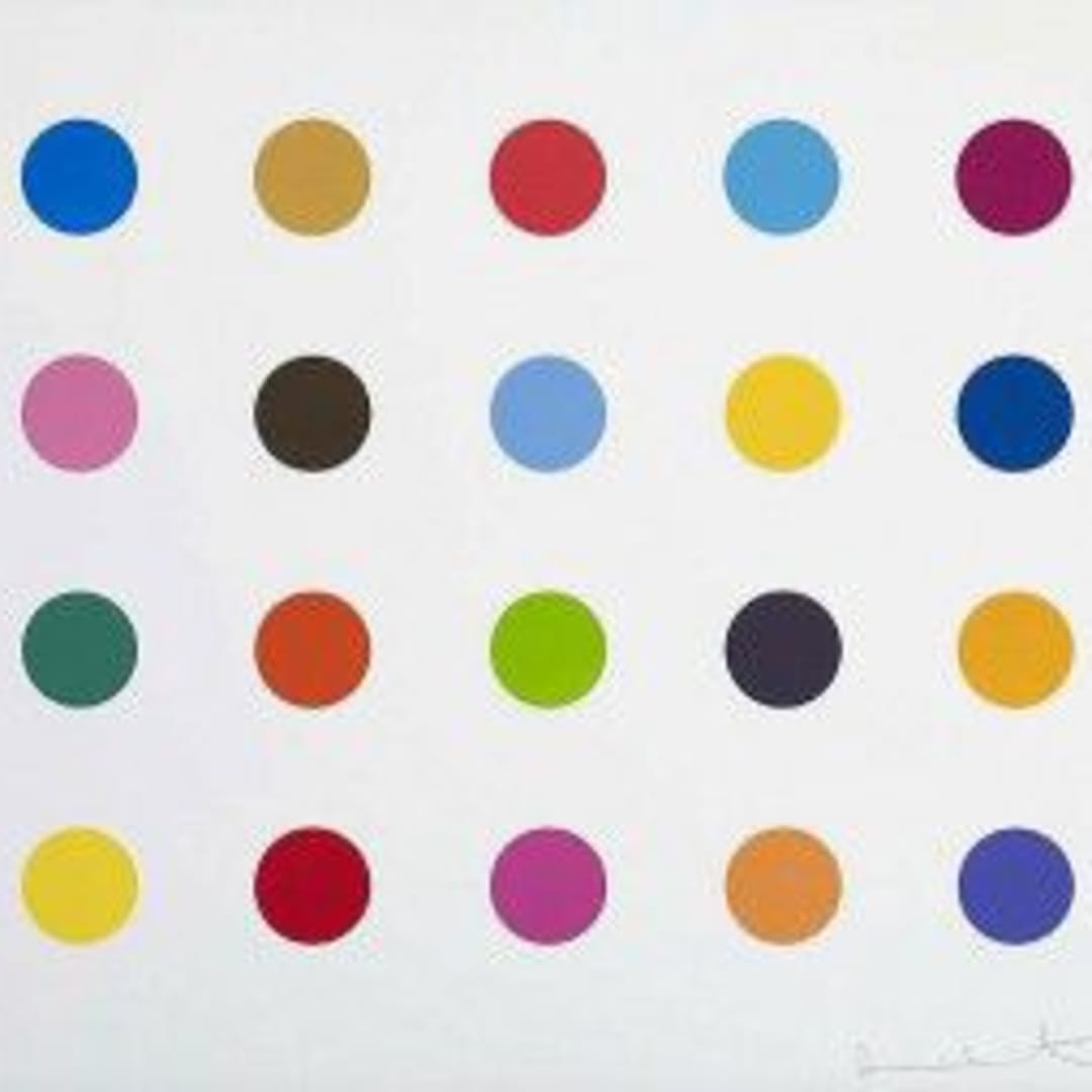 Damien Hirst Esculetin, 2012 2-inch woodcut spot Edition of 55 18.5 X 22 in.