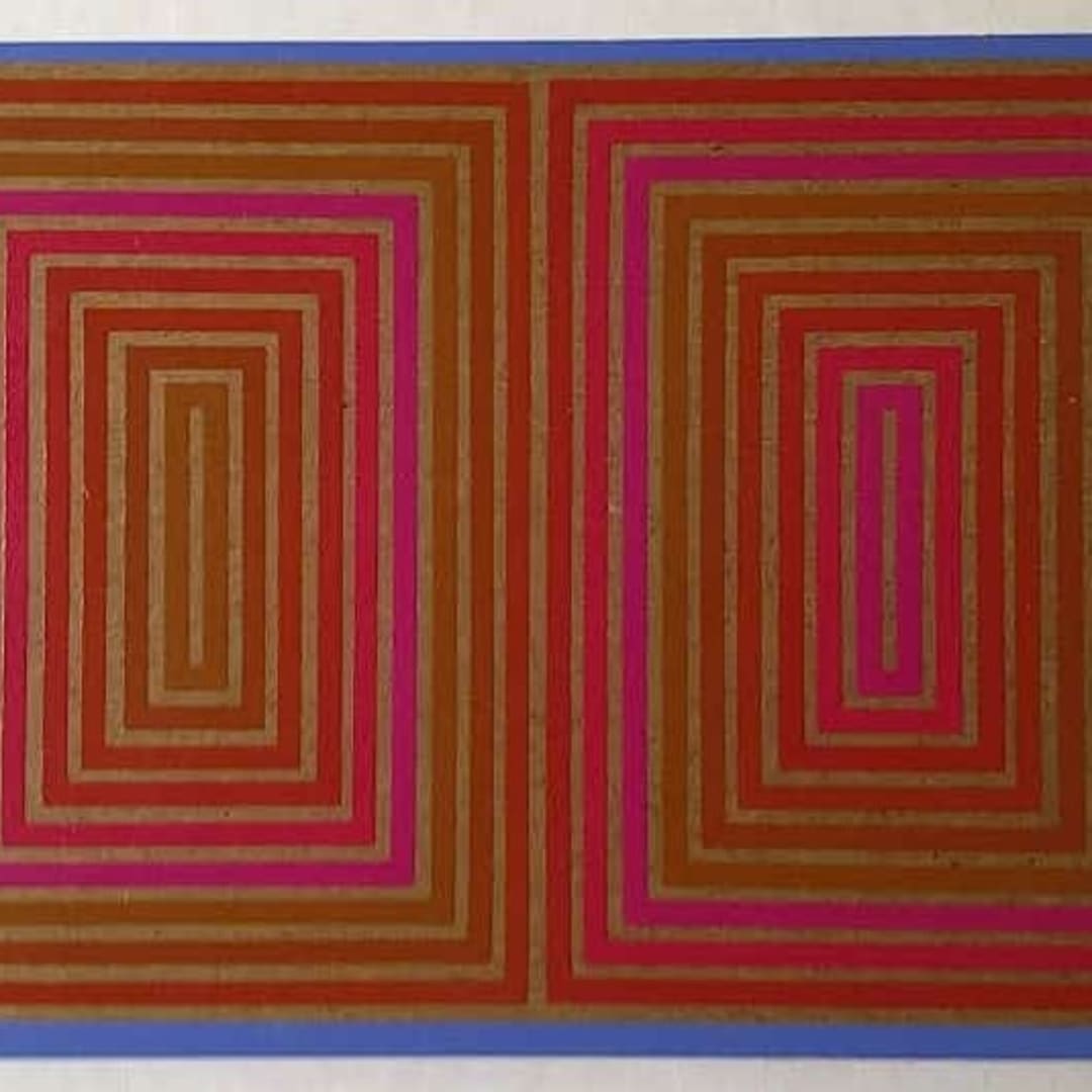 Available at VFA: Richard Anuszkiewicz Annual Edition, 1973 Enamel on Masonite 5.5h X 8w in. Pencil signed on verso “Anuszkiewicz 1973”