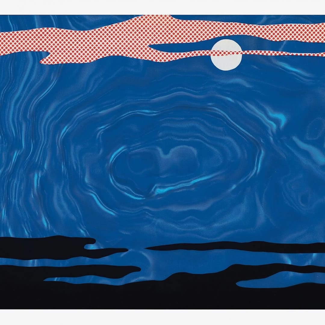 Roy Lichtenstein MoonScape, 1965 Screenprint on blue Rowlux 19.92h x 23.94w in 200 For sale at VFA