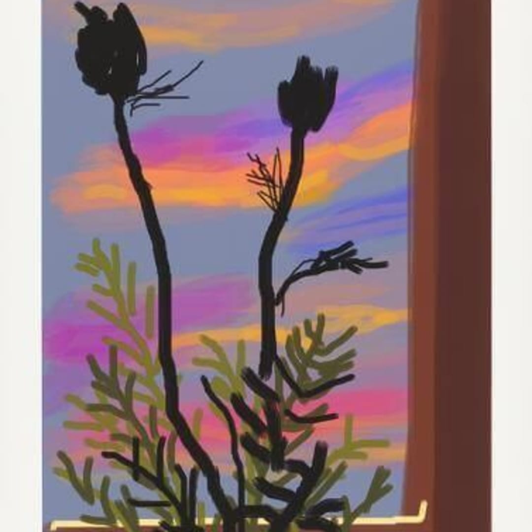 David Hockney Early Morning, 2009 iPhone drawing printed on paper 37h x 25.50w in 93.98h x 64.77w cm