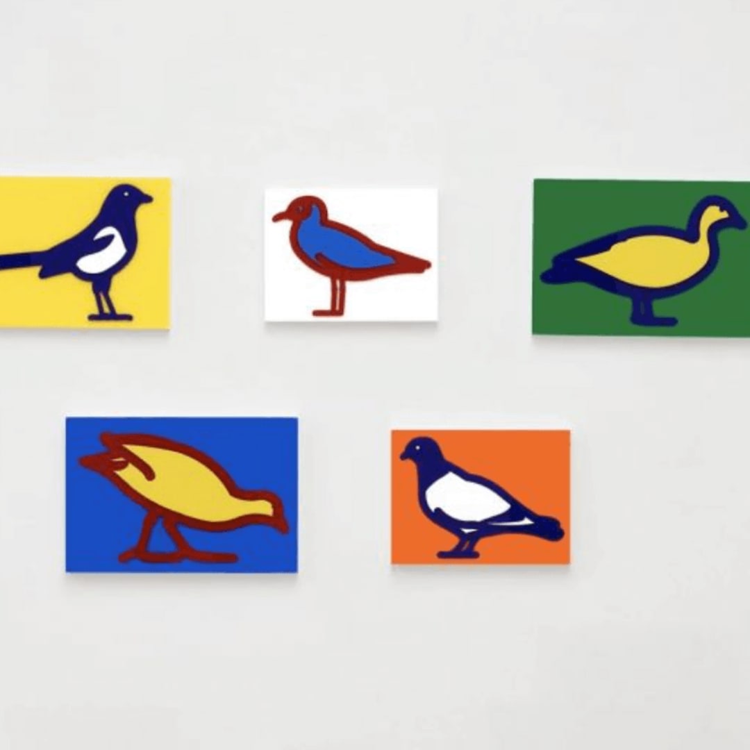 Julian Opie Small Birds, 2020 A series of 5 wall mounted Acrylic relief 12/20