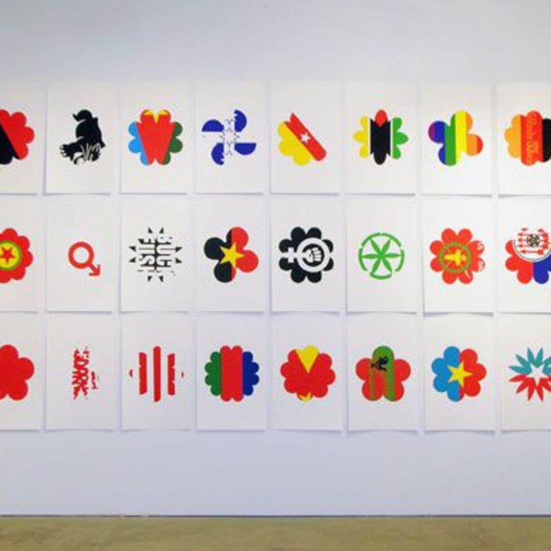 Polly Apfelbaum, Portfolio Title: Flags of Revolt and Defiance, Date: 2006 Medium: Color silkscreen, Image Size: Variable, Paper Size: 30 x 19 inches each panel Carrier: Coventry Rag, smooth, bright white, Edition Size: 27, Portfolio of 31