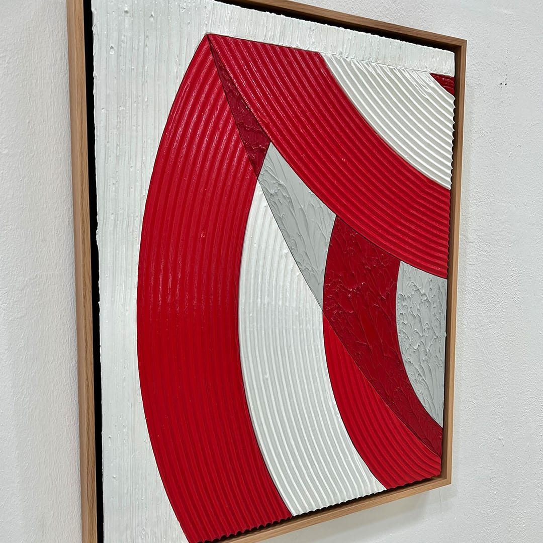 Tavar Zawacki, PAPEL 35, 2022, marble dust, polymer, acrylic on wood, 48 x 60 cm