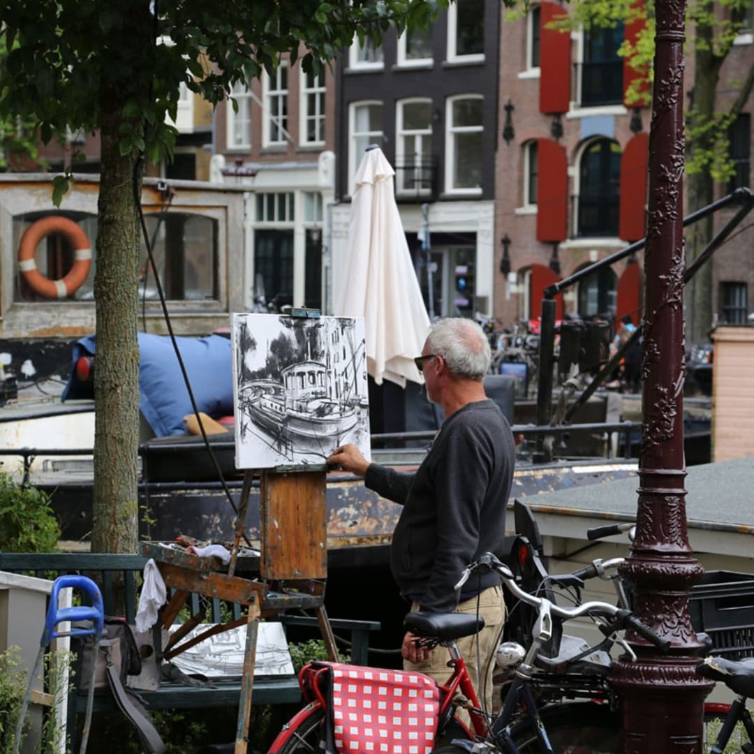 Gerard Byrne painting plein air Pintar Rapido Amsterdam, September 2016