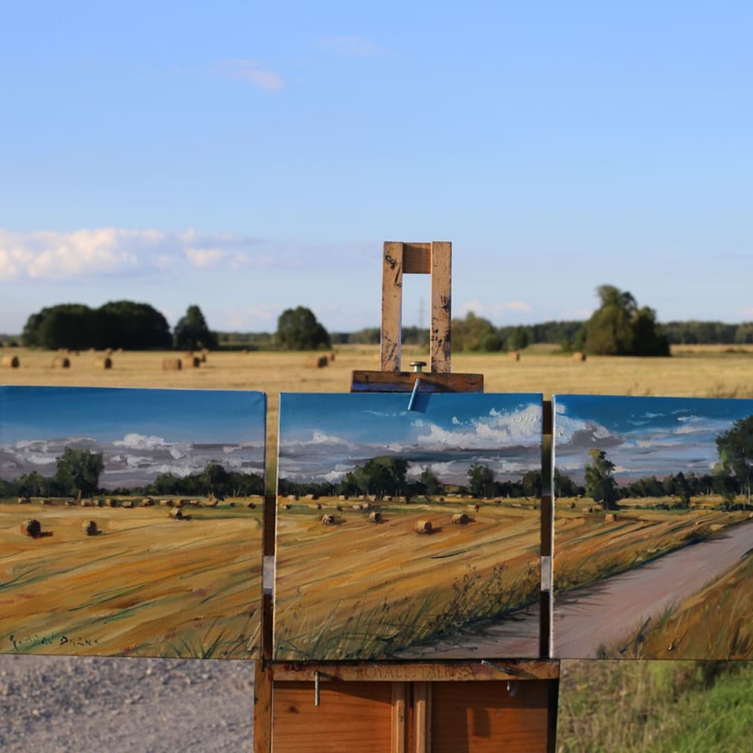 Gerard Byrne painting plein air Polish Provence, August 2016