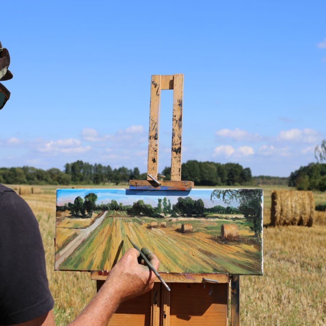 Gerard Byrne painting plein air Polish Provence, August 2016