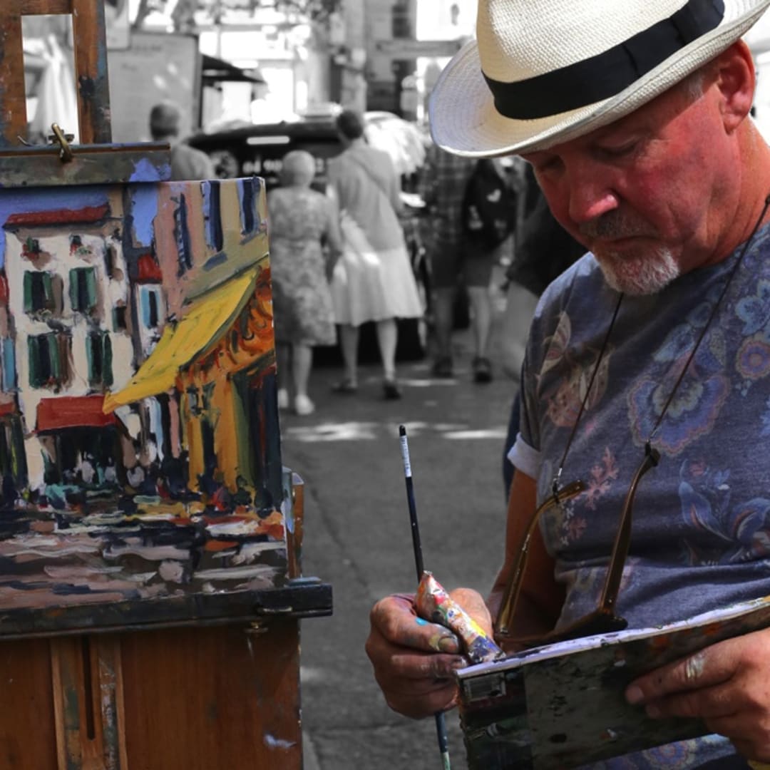 Gerard Byrne painting plein air 'Sunny Afternoon in Arles'