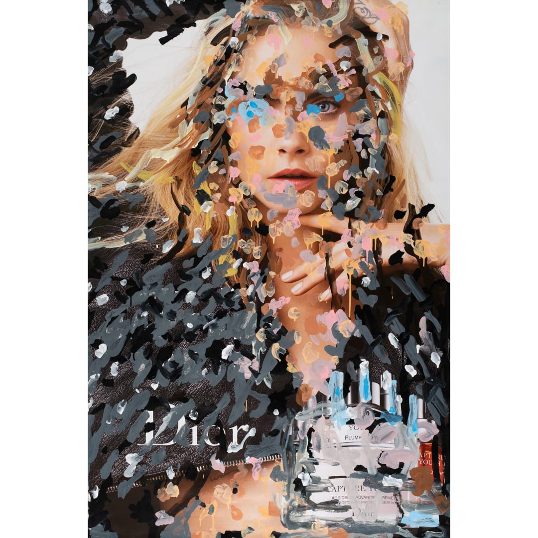 Michael De Feo, Untitled (Cara Delevinge for Dior), Acrylic on French bus-stop shelter advertisement.