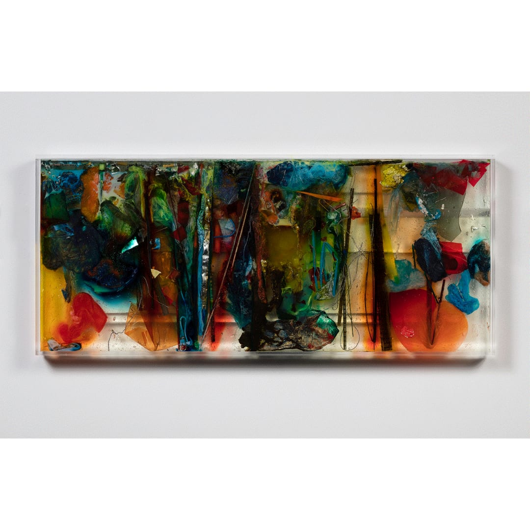 Samara Scott Untitled, 2019 Plexiglass, hair gel, pigment, plastic, mixed media 44 x 100 x 5 cm
