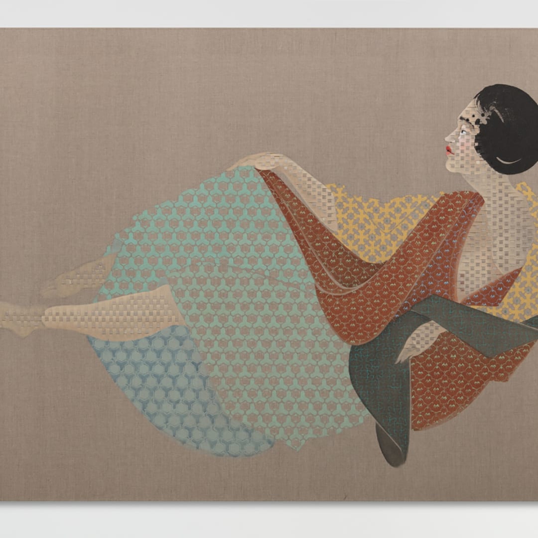 Hayv Kahraman, Peek A Boob 1, 2017, Oil On Linen, 198.1 X 127 X 7.6 cm