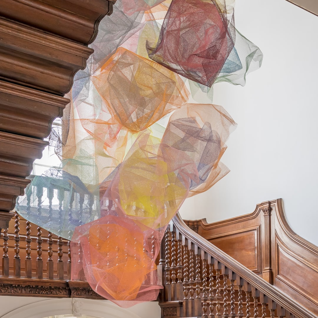 Rana Begum, No.1367 Mesh, 2024, Powder-coated galvanised steel mesh. Photograph by Pallant House Gallery/Taran Wilkhu