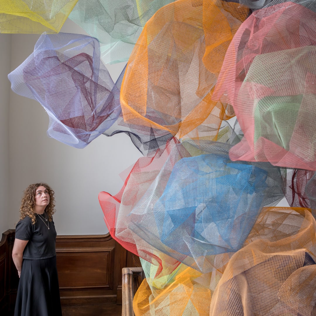 Rana Begum, No.1367 Mesh, 2024, Powder-coated galvanised steel mesh. Photograph by Pallant House Gallery/Taran Wilkhu