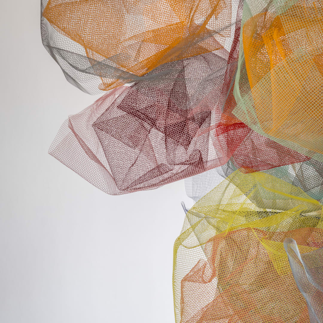 Rana Begum, No.1367 Mesh, 2024, Powder-coated galvanised steel mesh. Photograph by Pallant House Gallery/Taran Wilkhu