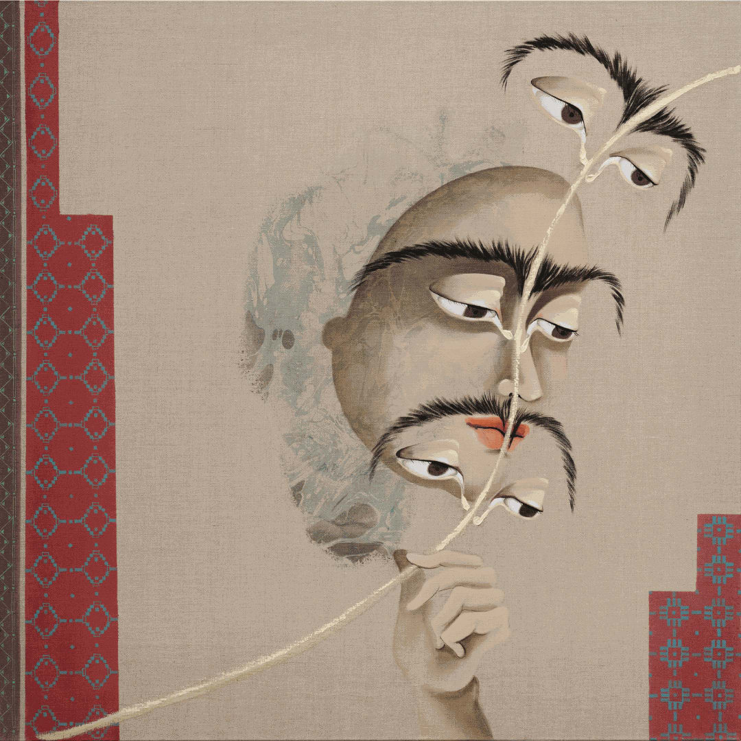 Hayv Kahraman, Look me in the eyes no. 9, 2023, Oil and acrylic on linen, 93.98 x 93.98 cm