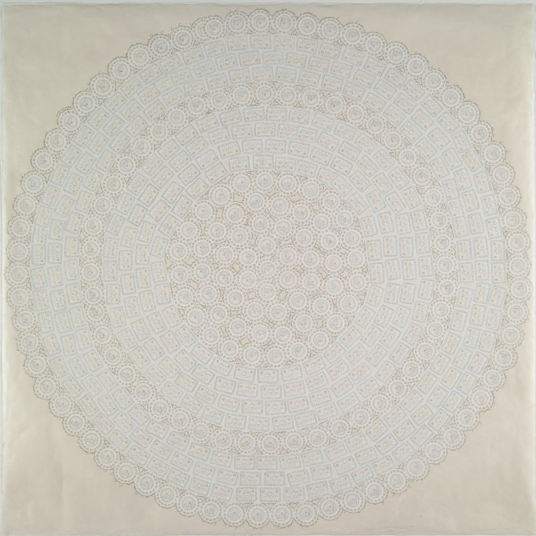 Pouran Jinchi, Prayer Stone 5, 2009, Charcoal, pencil and ink on Okawara paper, 100.3 × 100.3 cm
