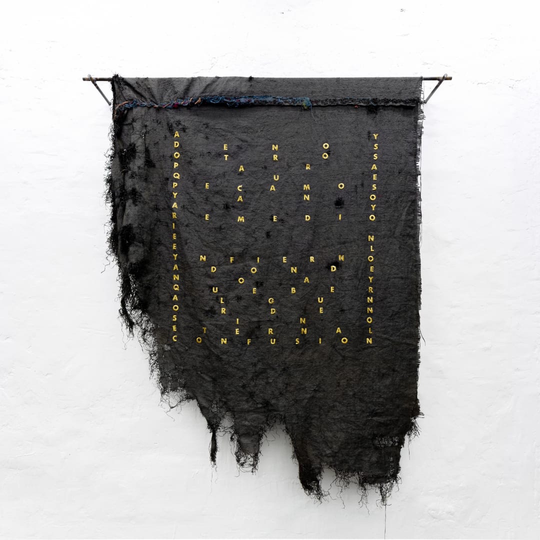 Ynfierno, 2019 Metallic thread on polypropylene cloth 170 x 125 cm Unique piece
