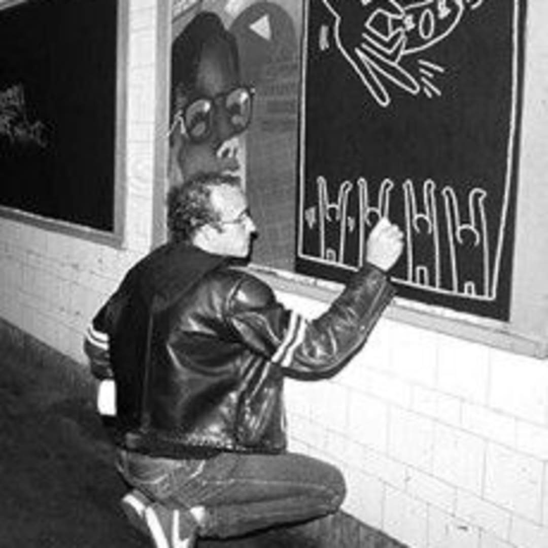Keith Haring chalk subway drawing