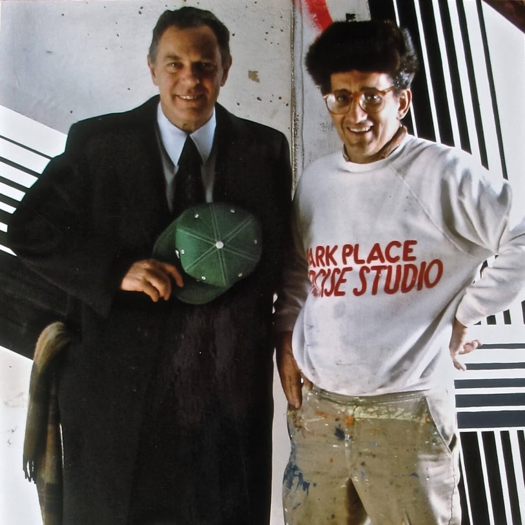 Frank Stella with Lawrence Rubin in the 1980s. Rubin, who died on August 16, was a major supporter of Stella’s work and presented the artist’s first solo show in Europe. Credit: Marina Schinz