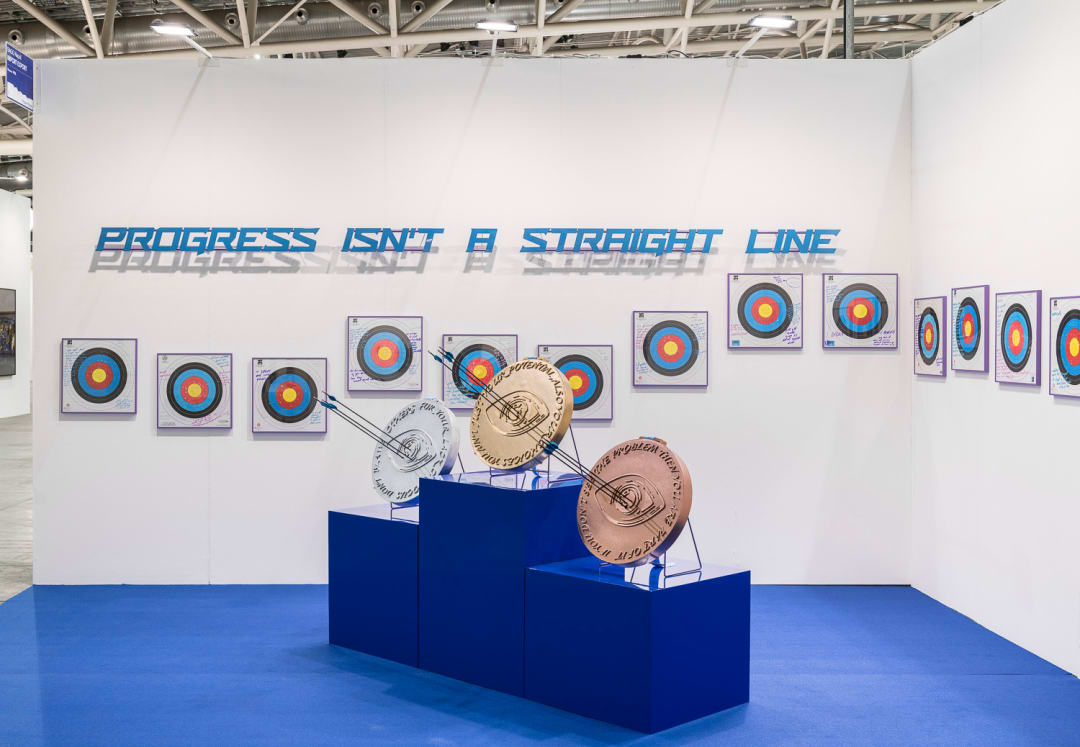 SAGG Napoli PROGRESS ISN'T A STRAIGHT LINE, 2022 CNC in black steel, two-colour car paint 13 x 420 x 12 cm | 5 1/8 x 165 3/8 x 4 3/4 in Edition of 3 plus 1 artist's proof