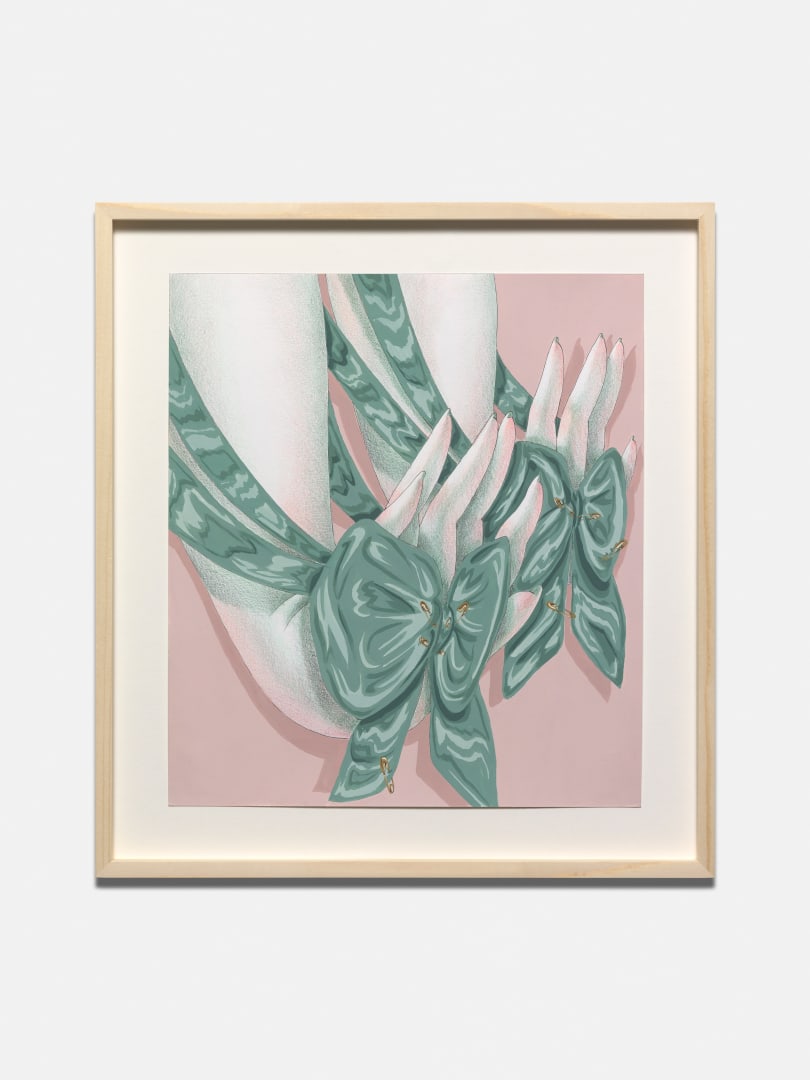 Sarah Slappey Green Bow, 2022 Gouache, colored pencil and ink on paper 31.1 x 27.9 cm 12 1/4 x 11 in