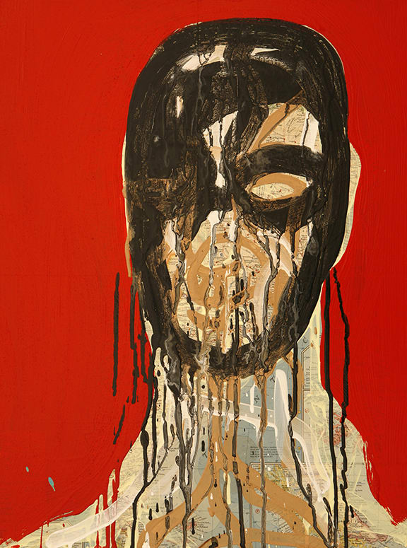 Michael De Feo Self Portrait, 2008 Acrylic, urethane, and maps on board. 24 x 18 in 61 x 45.7 cm