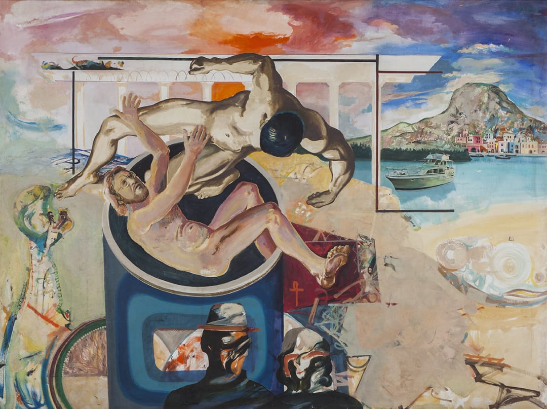 Sepp Baendereck O Sonho Entra Solto no Mediterrâneo Depois do Medo Vencido, 1973 oil on canvas 59 1/8 x 78 3/4 in 150 x 200 cm