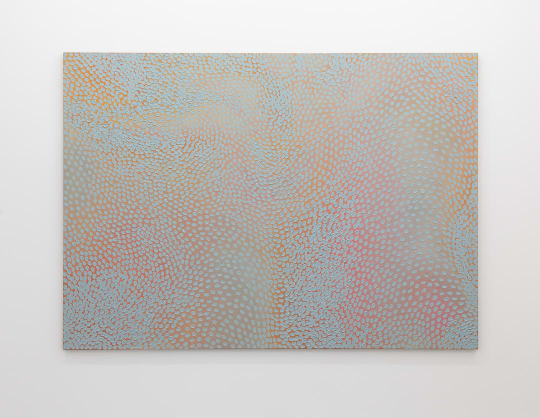 Raukura Turei Te poho o Hine-Ruhi, 2019 aumoana (blue clay), raw pigment, acrylic and oil on linen 152.5 x 213.5 cm