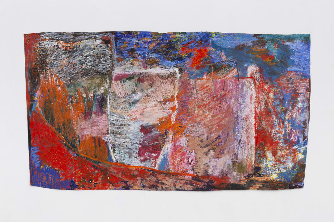 Rachel Jones A Slow Teething, 2020 Oil pastel, oil stick on canvas 109 x 196 cm