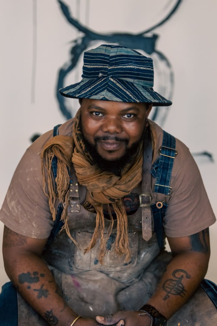 Andile Dyalvane in his studio, September 2023 | Photos & Videos | Almas Art Foundation