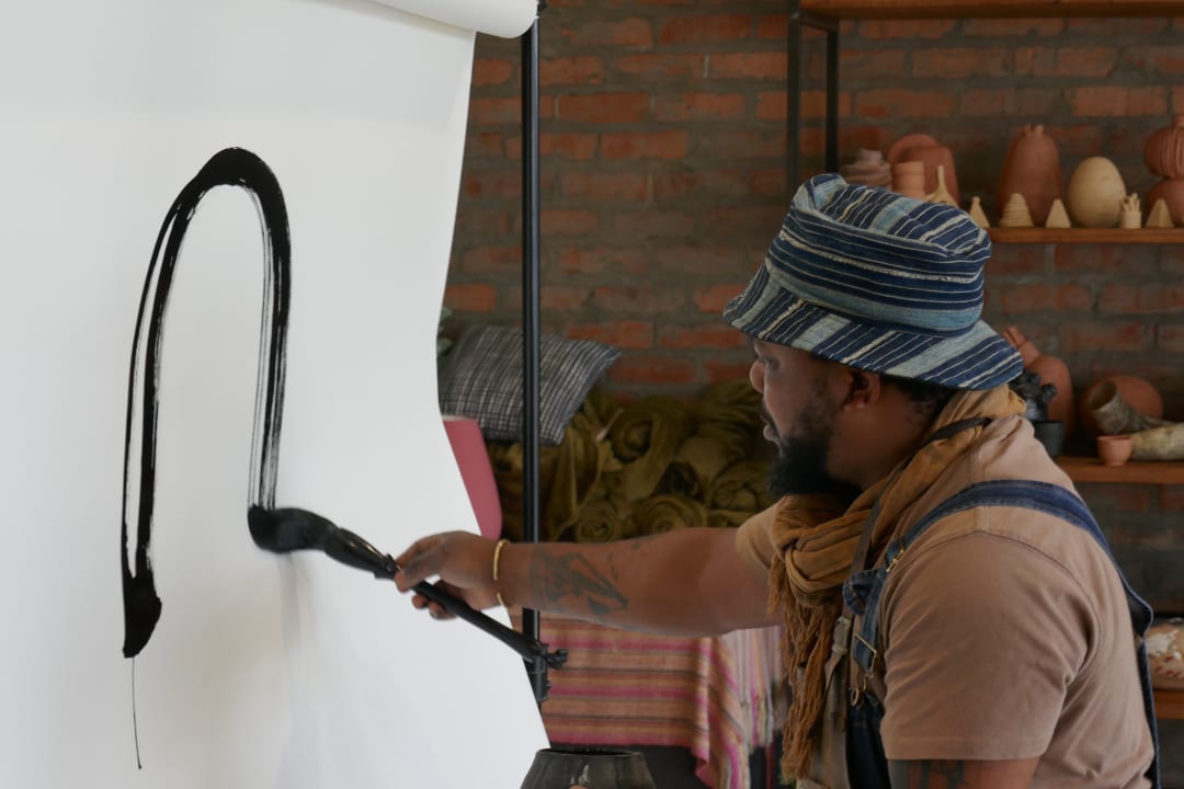 Andile Dyalvane in his studio, September 2023 | Photos & Videos | Almas Art Foundation