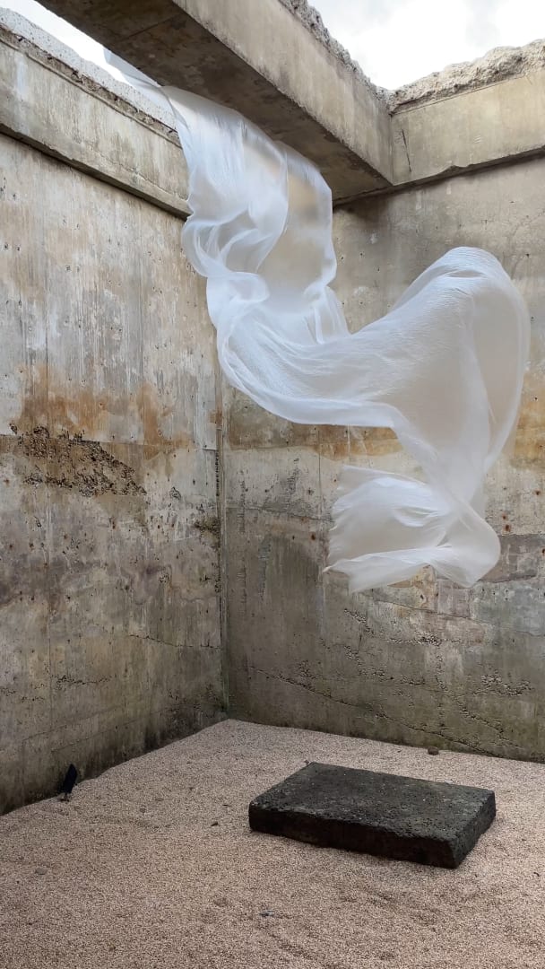 Plastic wind, 2021 plastic film, site specific installation , Gapado AiR Residency, South Korea.