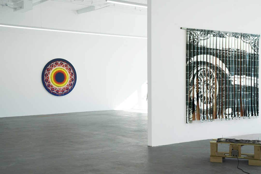 installation view of the gallery with paintings on the walls