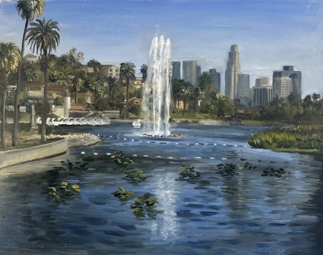 painting of echo park lake