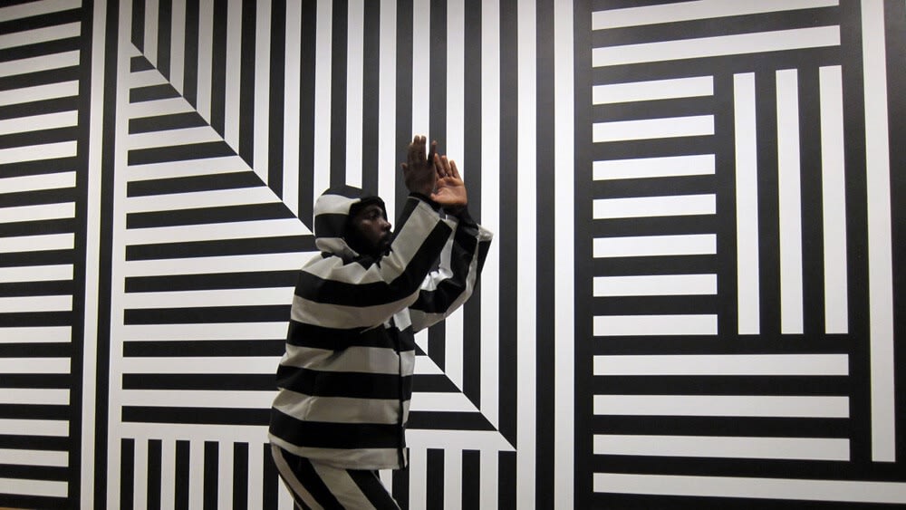 Derrick Adams: Finding Derrick 6 to 8 (Two-hour performance in front of Sol Lewitt’s Wall Drawing #370) Metropolitan Museum of Art, New York NY, 2016