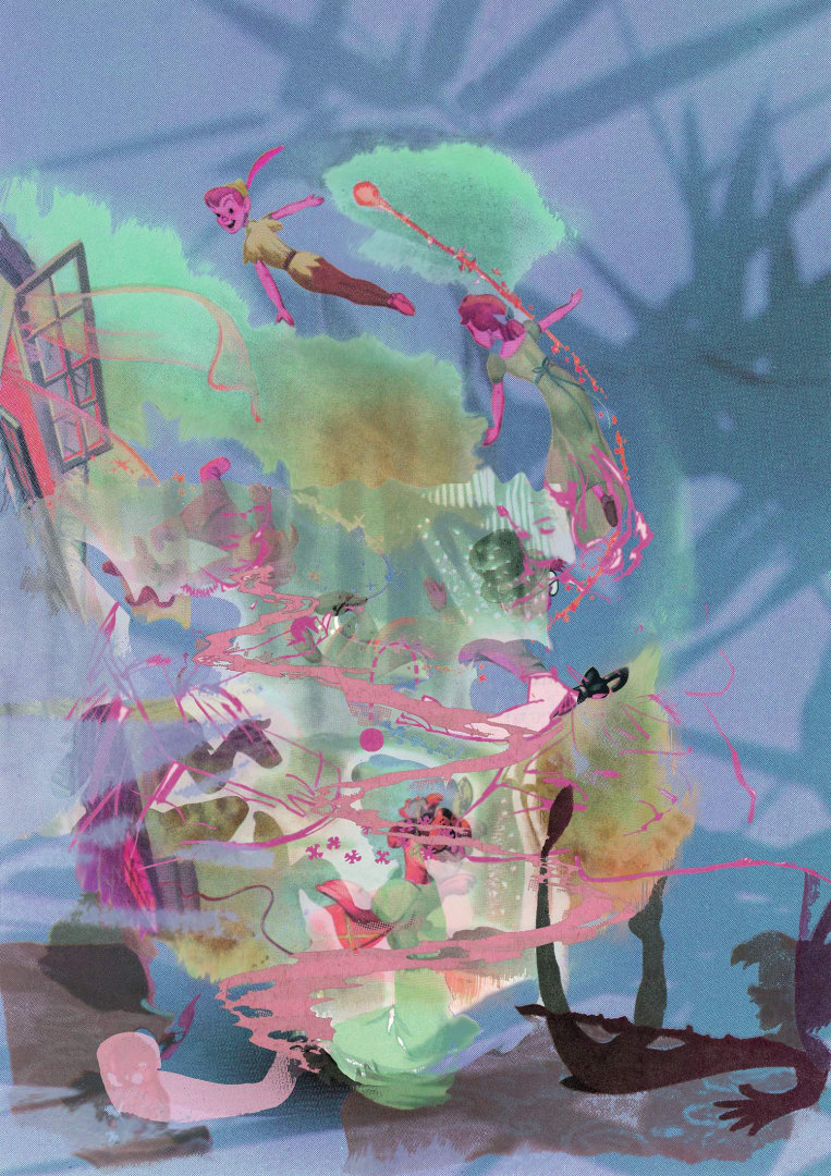 Jibade-Khalil Huffman, Untitled (Peter Pan), 2025, inkjet on transparency and canvas. Courtesy of the artist.